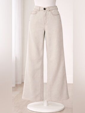 ME+EM Wide Leg Jeans High Rise Beige Cotton Denim Size 25 EUC
